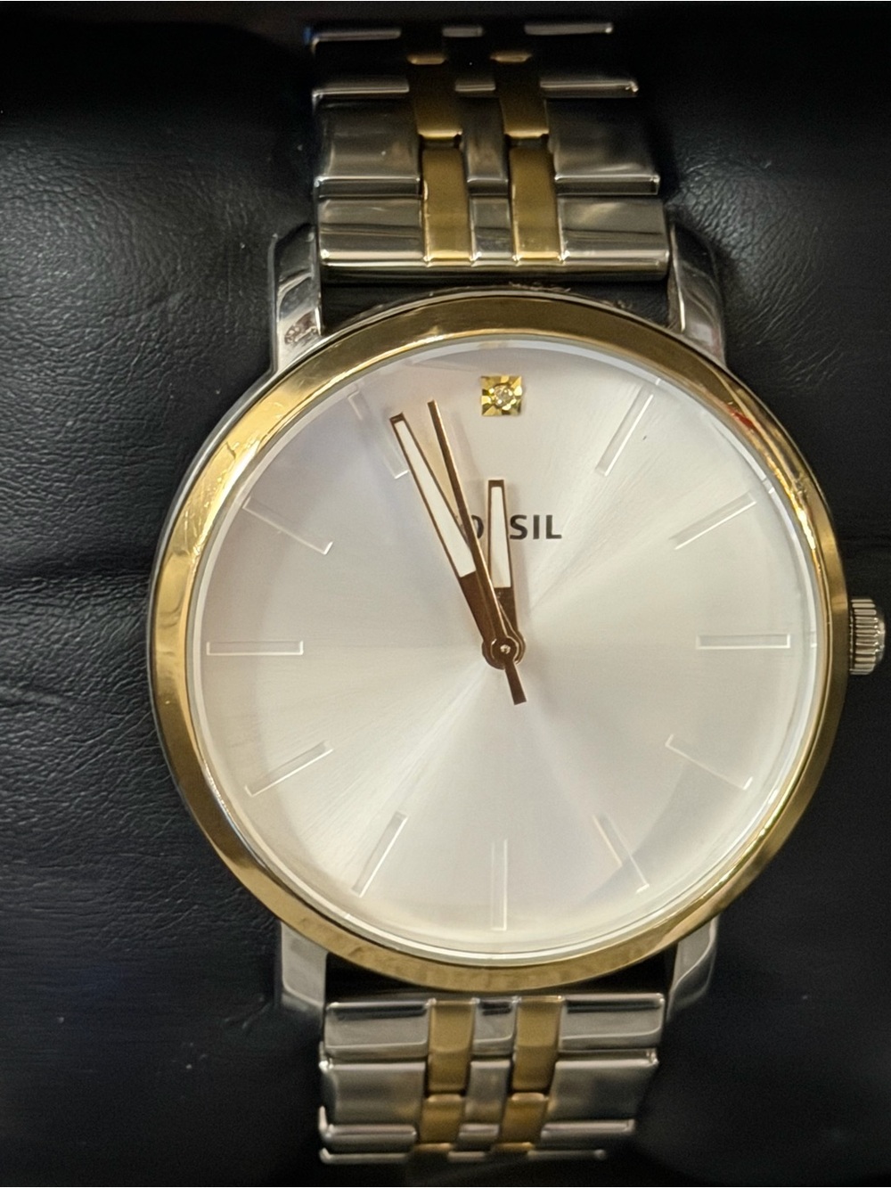 Fossil Lux Luther Watch New In Box Stainless Steel Silver-Tone Sunday Dial
